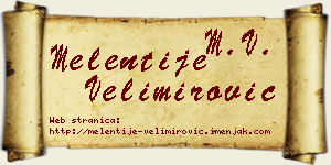 Melentije Velimirović vizit kartica
